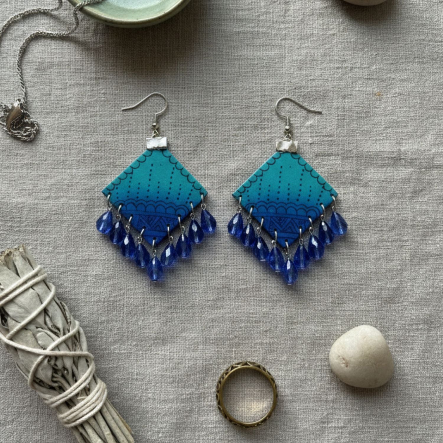 Zenith Multi Color Hand Painted Drop (Earrings) HP-ER