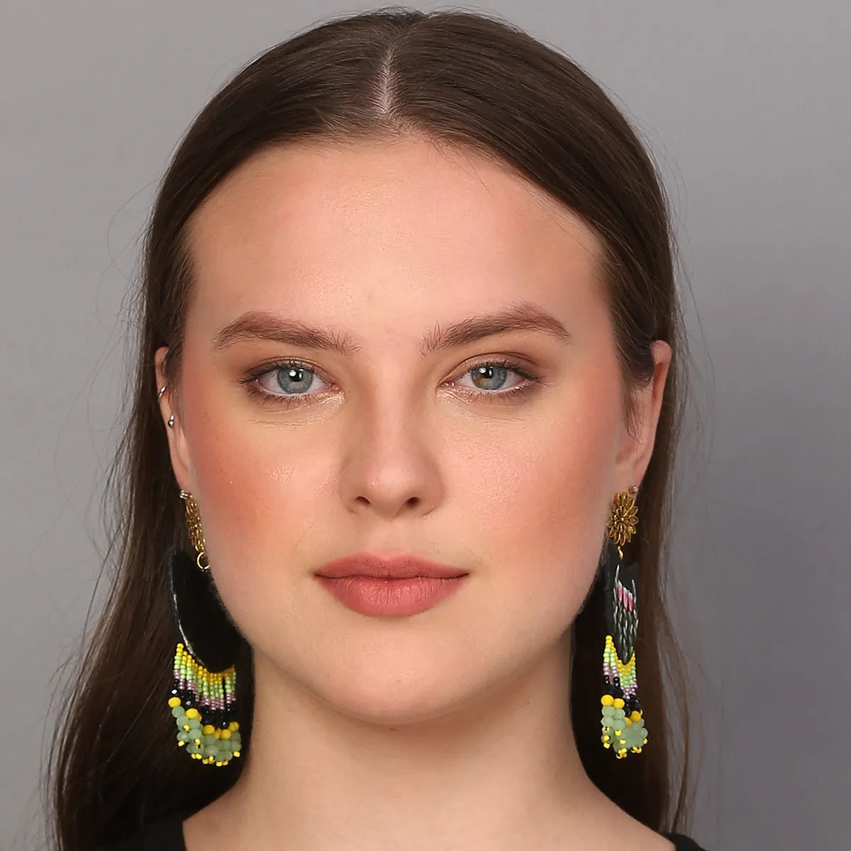 Madge Traditional Multi Color Hand Painted Drop (Earrings) HP-ER-096