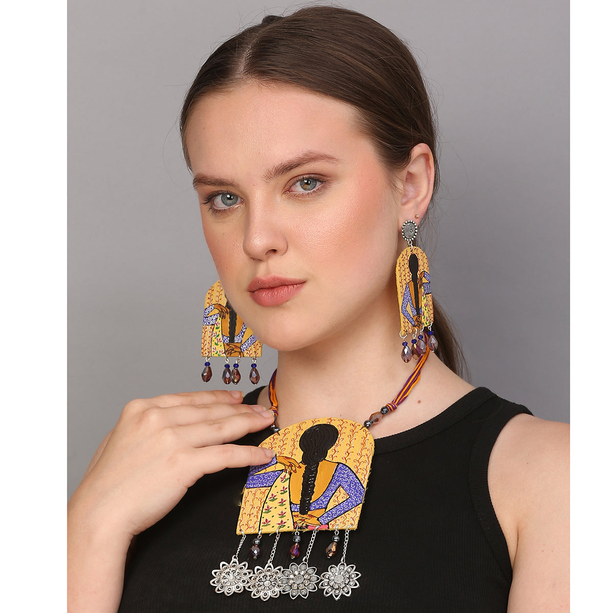 Ada Urban Naari Bohemian Yellow Handmade (Necklace set) HP-NP-