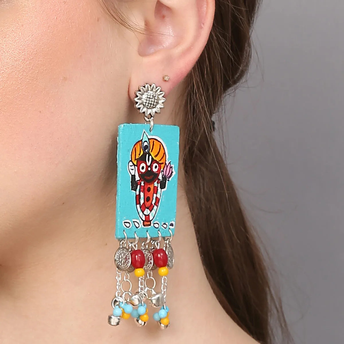 Damodar Puri Jagannath Traditional Multi Color Hand Painted Drop (Earrings) HP-ER-161