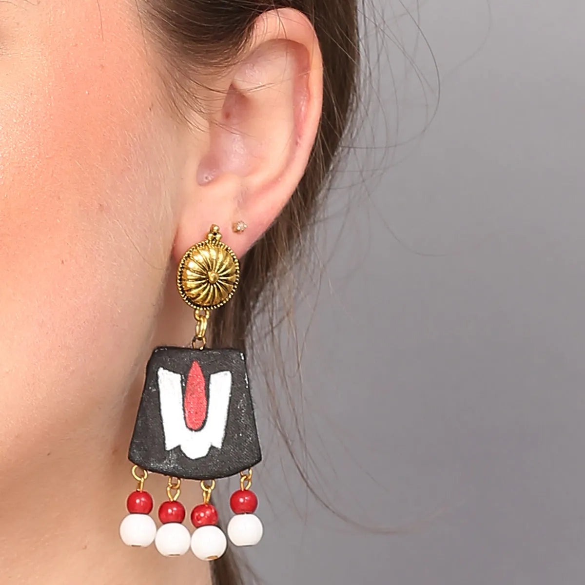 Tilak Puri Jagannath Traditional Multi Color Hand Painted Drop (Earrings) HP-ER-155