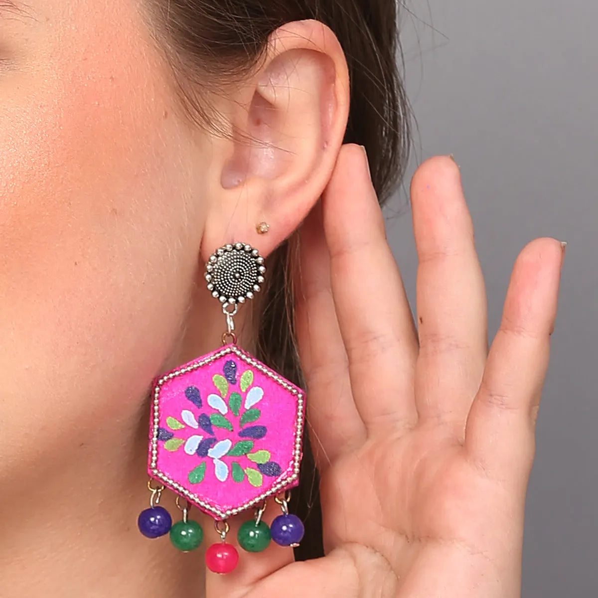 Butterfly Traditional Multi Color Hand Painted Drop (Earrings) HP-ER-033