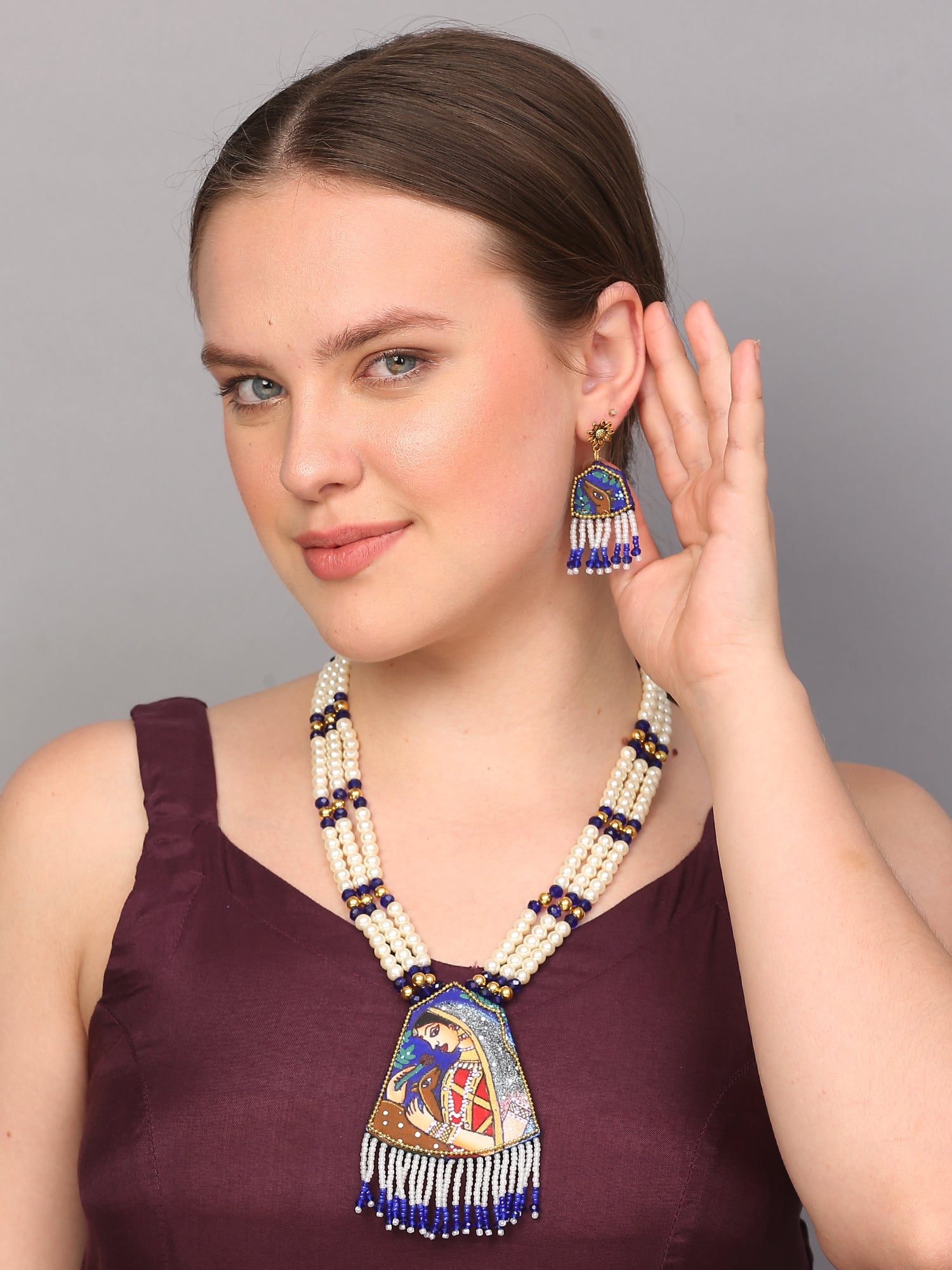 Mithila Red Classic Multi Color Handmade (Necklace set) HP-NP