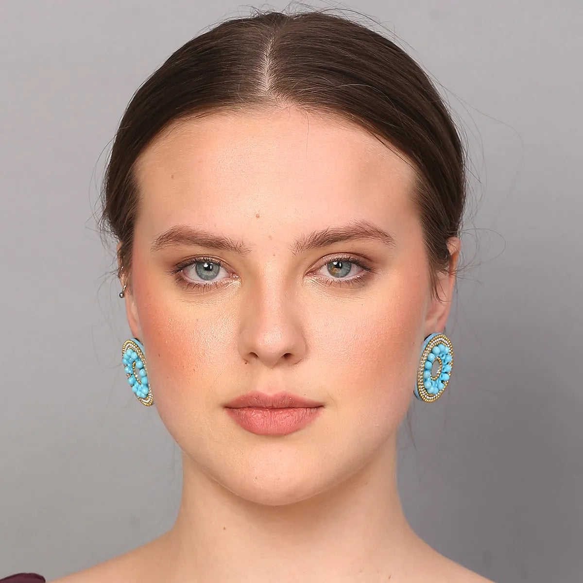 Navy Traditional Multi Color Handmade Stud (Earrings) HM-ER-052