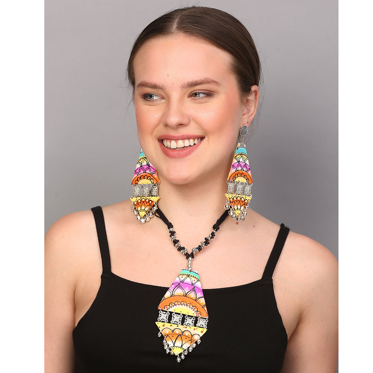 Triangular Bohemian Multi Color Handmade (Necklace set) HM-NP