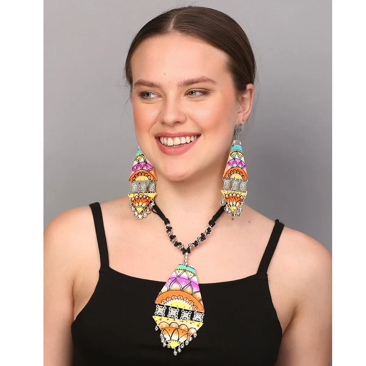 Triangular Bohemian Multi Color Handmade (Necklace set) HM-NP