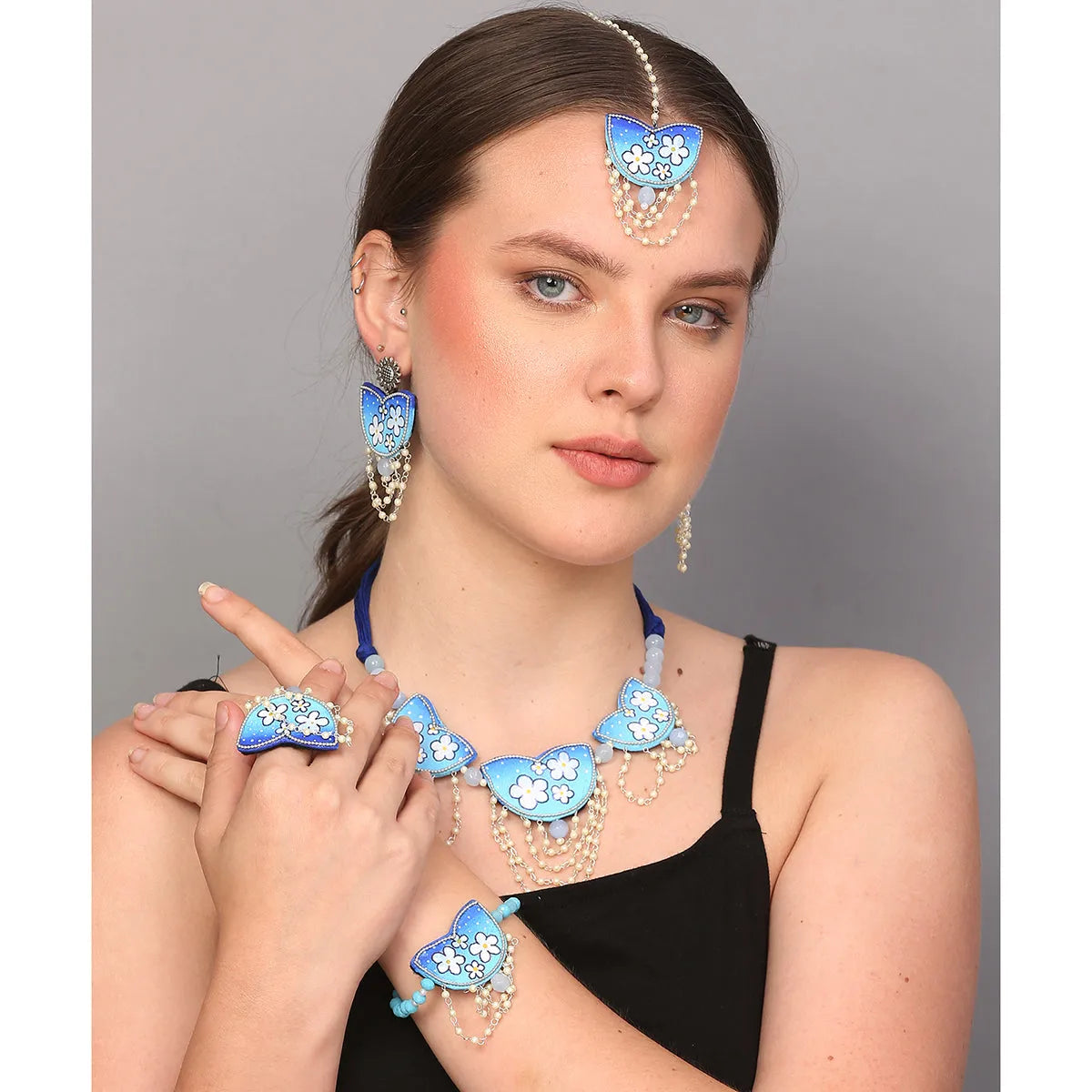 Blossom Traditional Multi Color Handmade Drop (Shaadi Set)