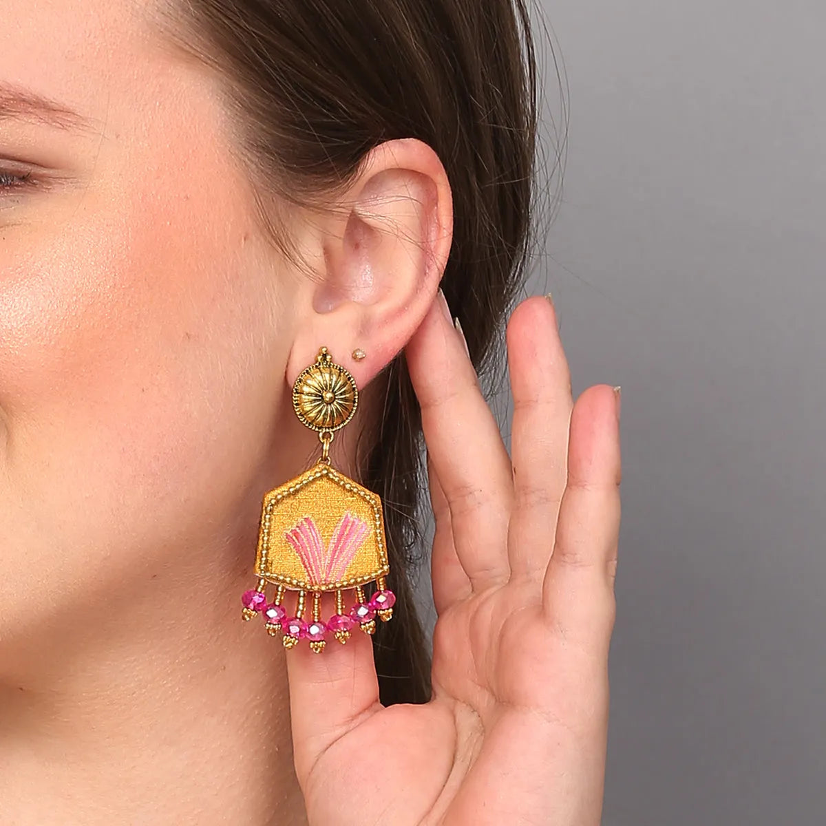 Candy Traditional Multi Color Hand Painted Drop (Earrings) HP-ER-035