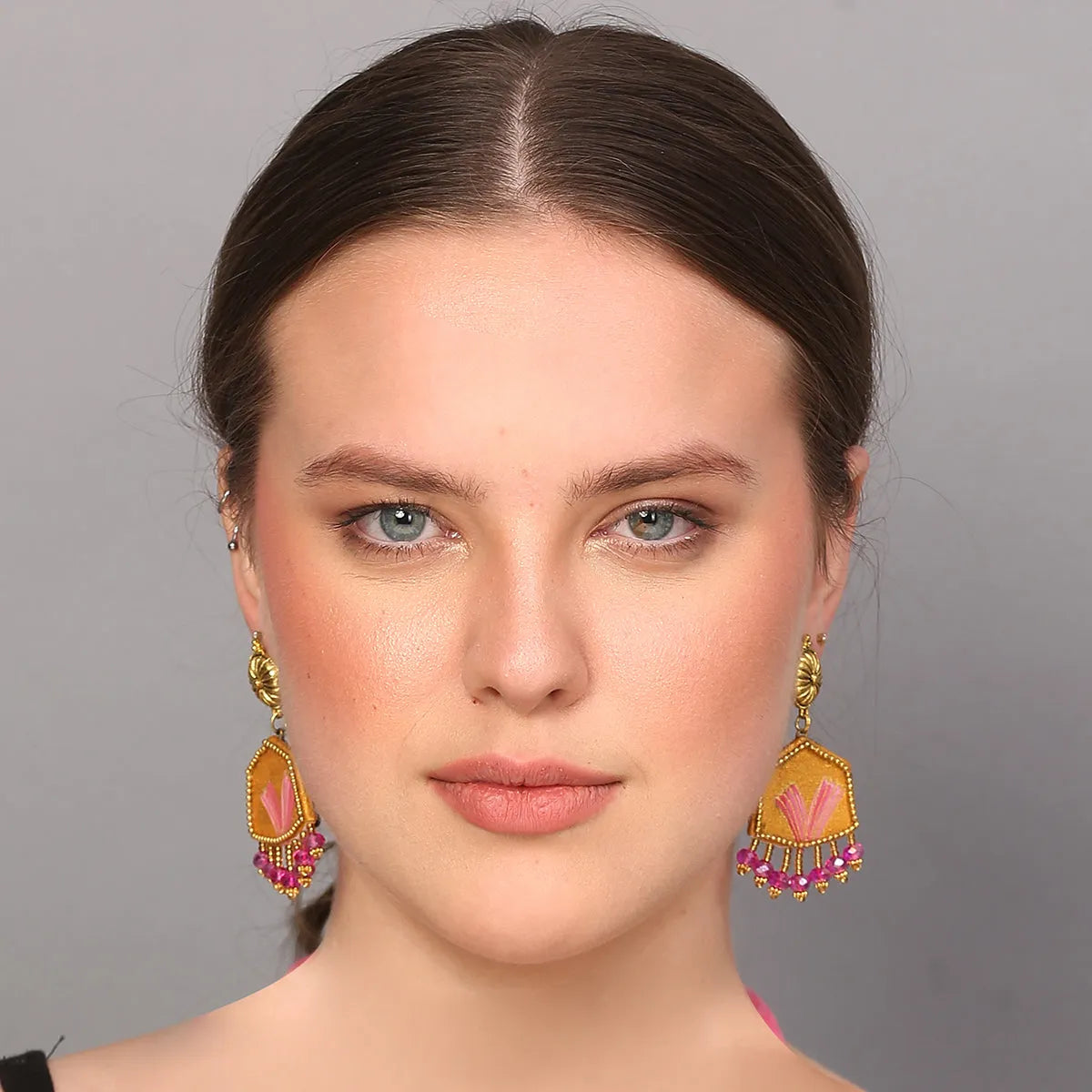 Candy Traditional Multi Color Hand Painted Drop (Earrings) HP-ER-035