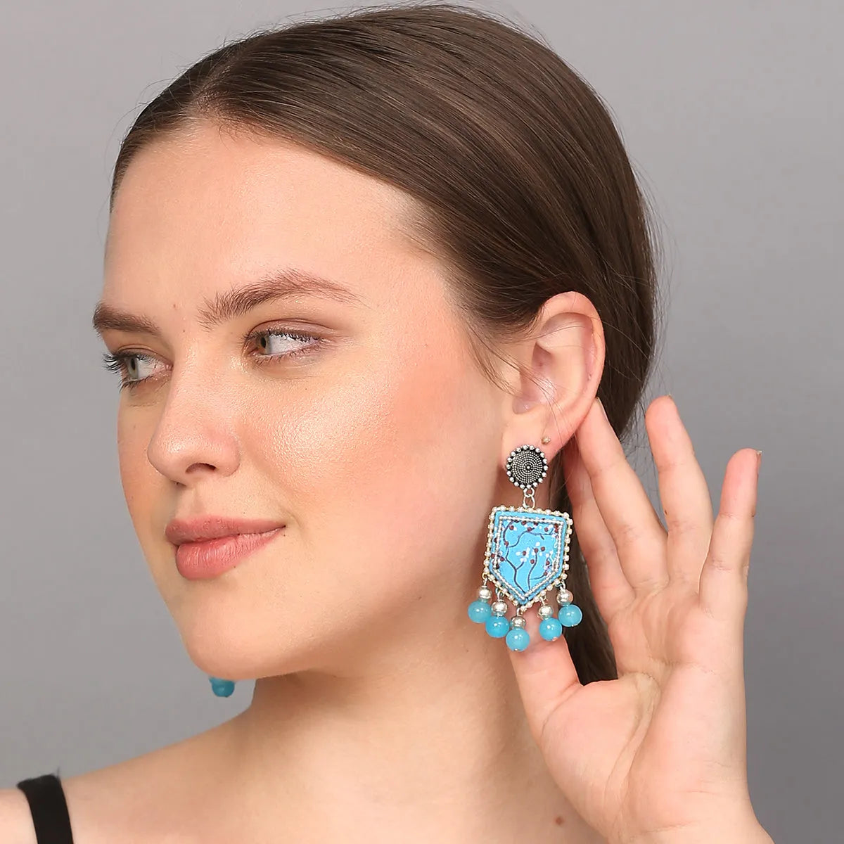 Cassia Traditional Multi Color Hand Painted Drop (Earrings) HP-ER-037