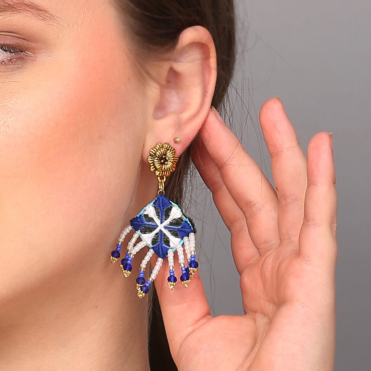 Nivi Traditional Multi Color Hand Painted Drop (Earrings) HP-ER