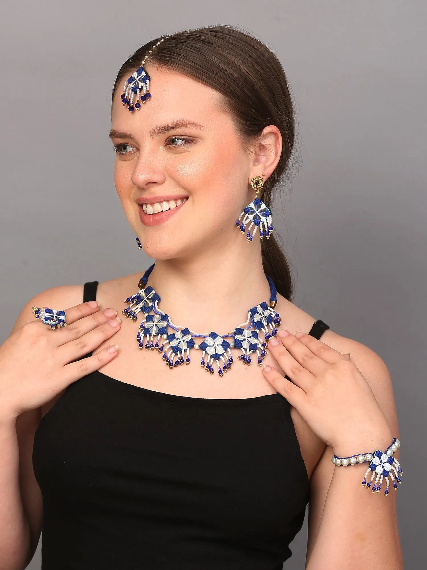 Nivi Mirror Classic Blue Handmade (Shaadi Set) HM-NP