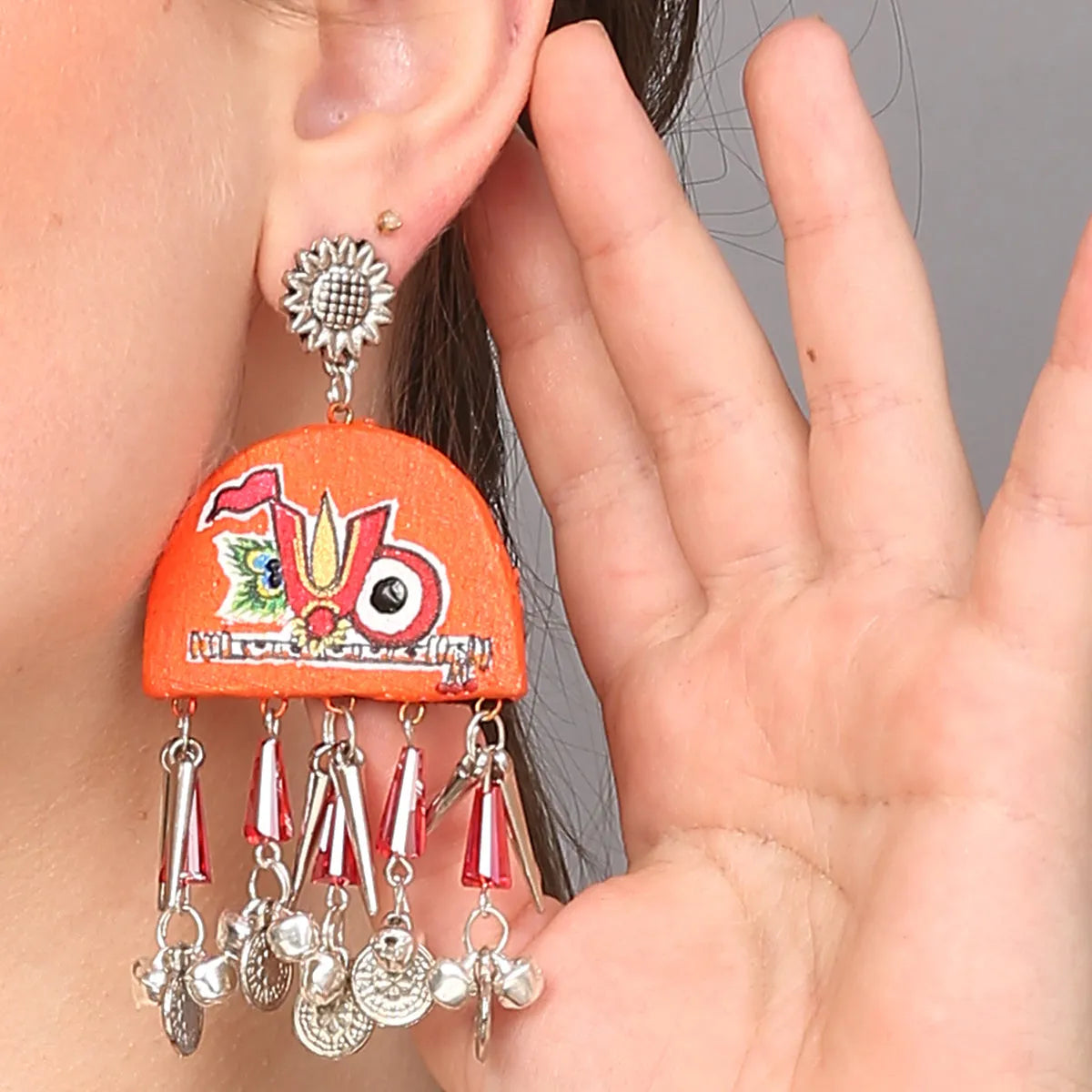 Astra Puri Jagannath Traditional Multi Color Hand Painted Drop (Earrings) HP-ER-162