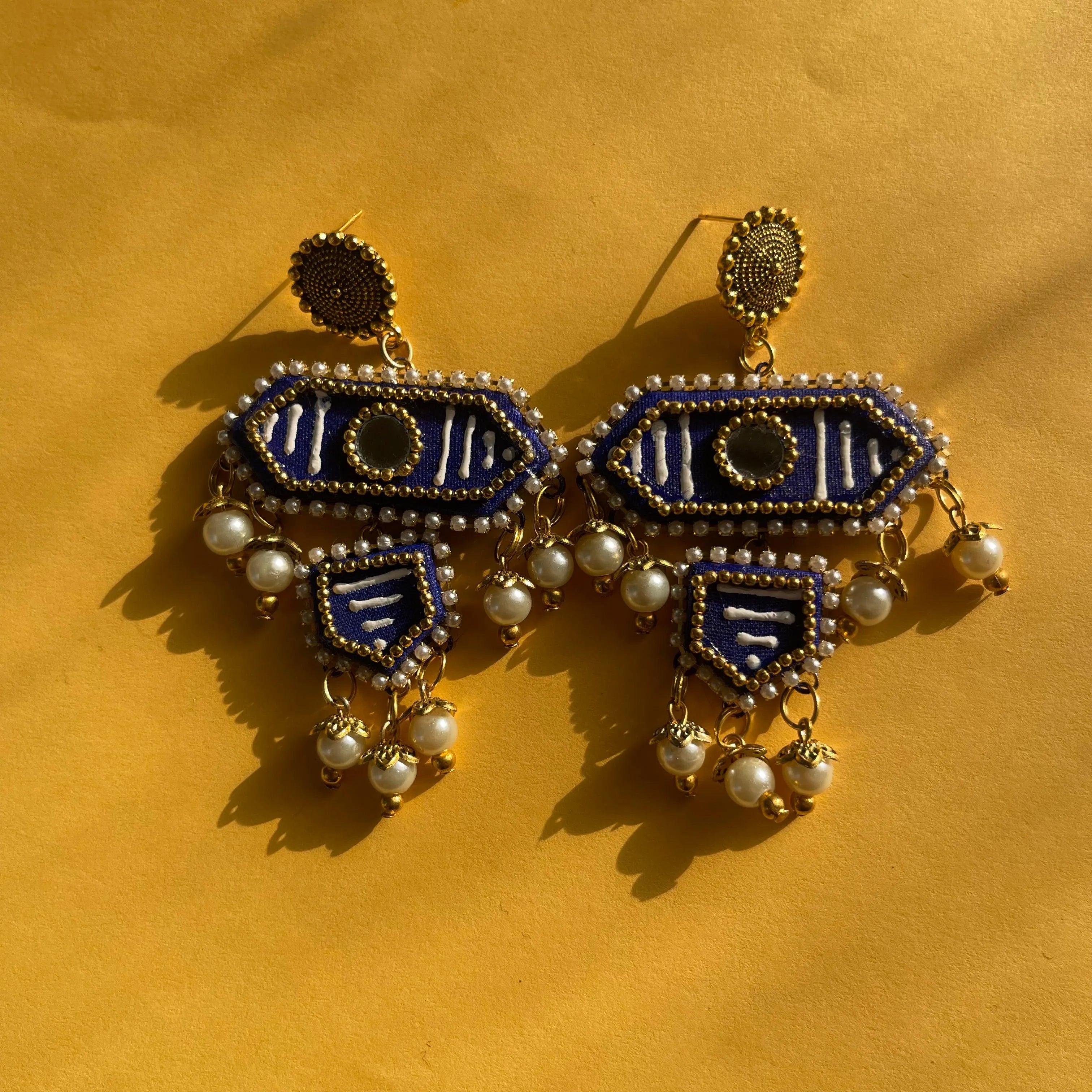 Nalini Traditional Dark Blue Handmade Drop (Earrings) HP-ER- - KHOJ.CITY