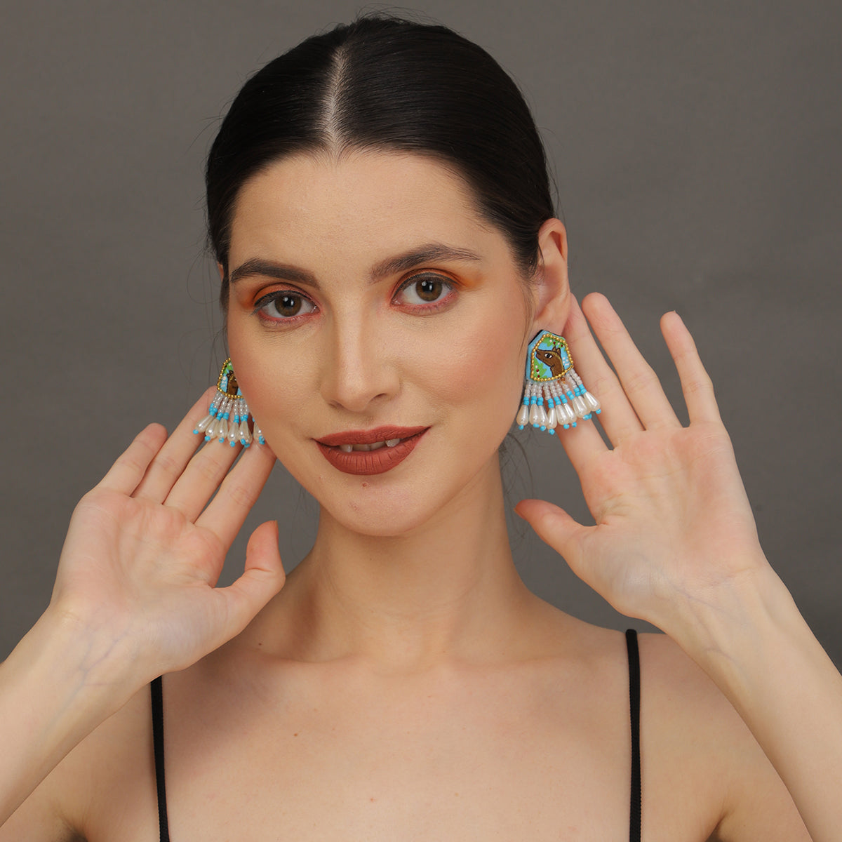 Mini Classic Multi Color Hand Painted Stud (Earrings) HP-ER-127