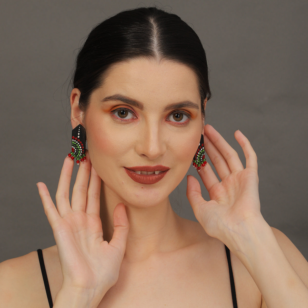 Mini Classic Multi Color Hand Painted Stud (Earrings) HP-ER-237