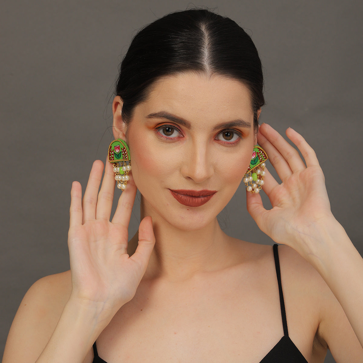 Mini Classic Multi Color Hand Painted Stud (Earrings) HP-ER-132