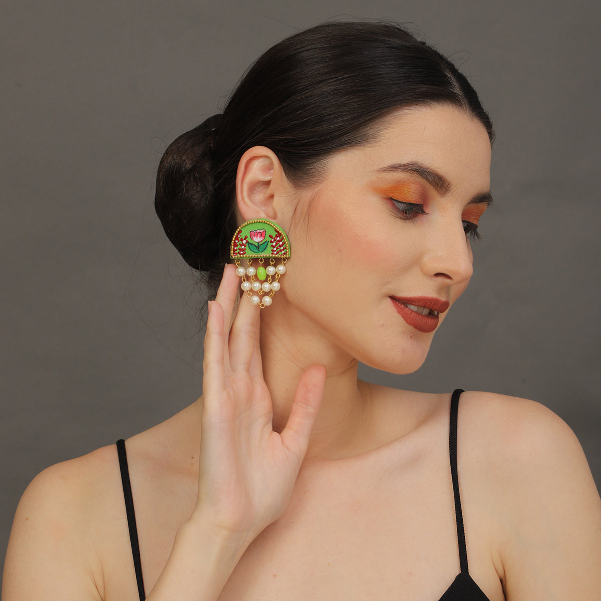 Mini Classic Multi Color Hand Painted Stud (Earrings) HP-ER-132