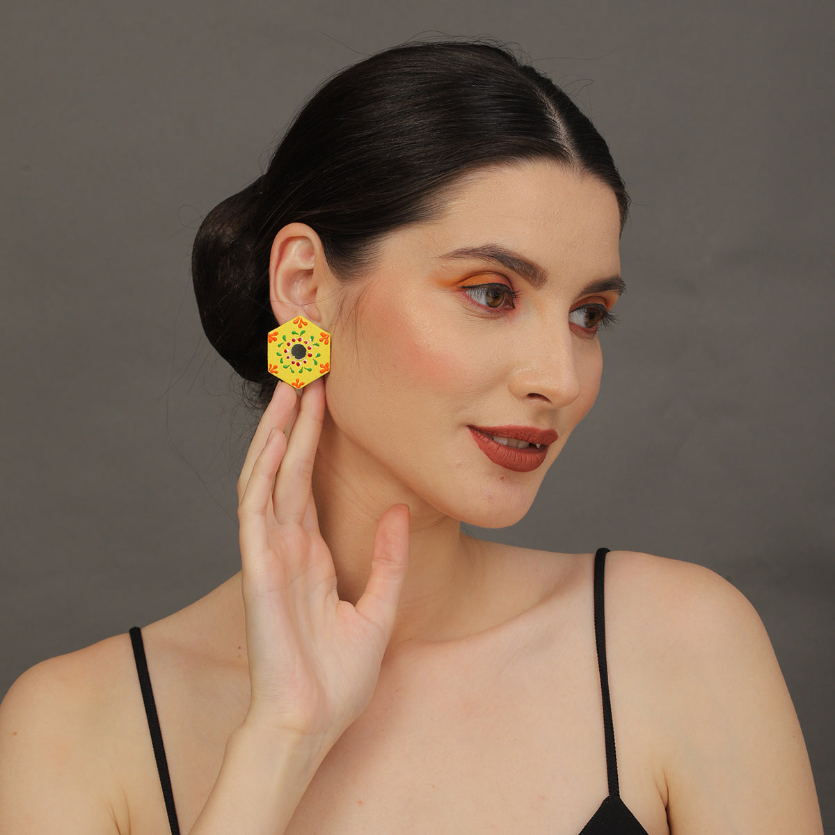 Mini Classic Multi Color Hand Painted Stud (Earrings) HP-ER-217