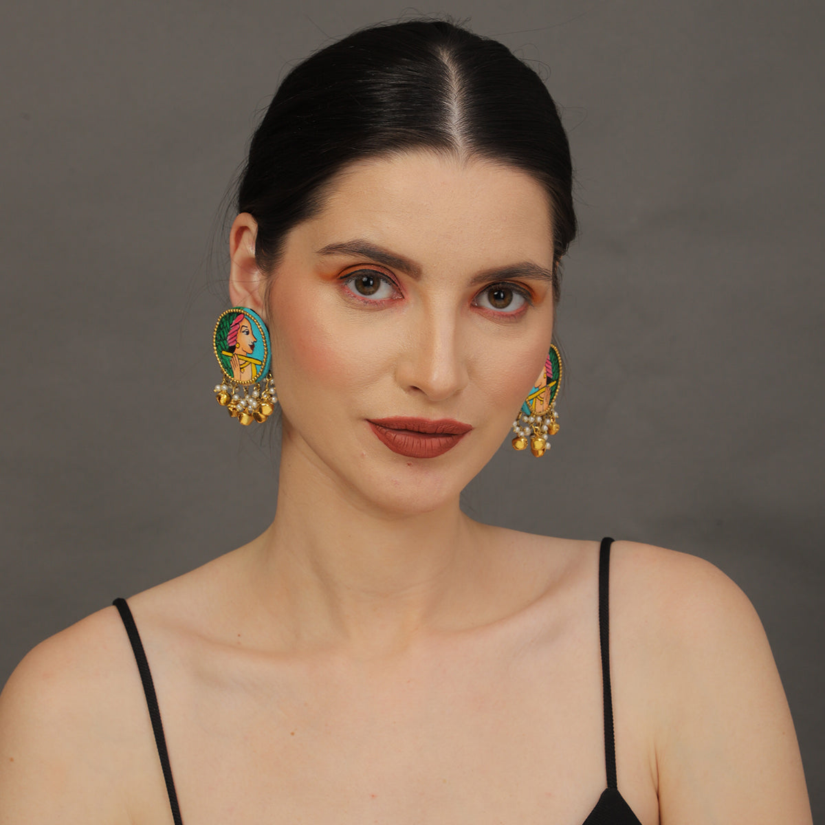 Mini Classic Multi Color Hand Painted Stud (Earrings) HP-ER-109