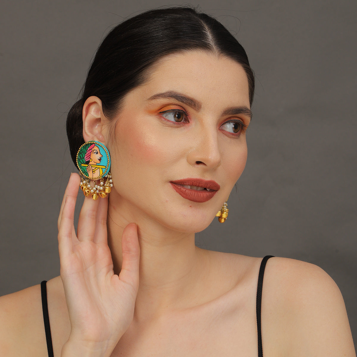 Mini Classic Multi Color Hand Painted Stud (Earrings) HP-ER-109