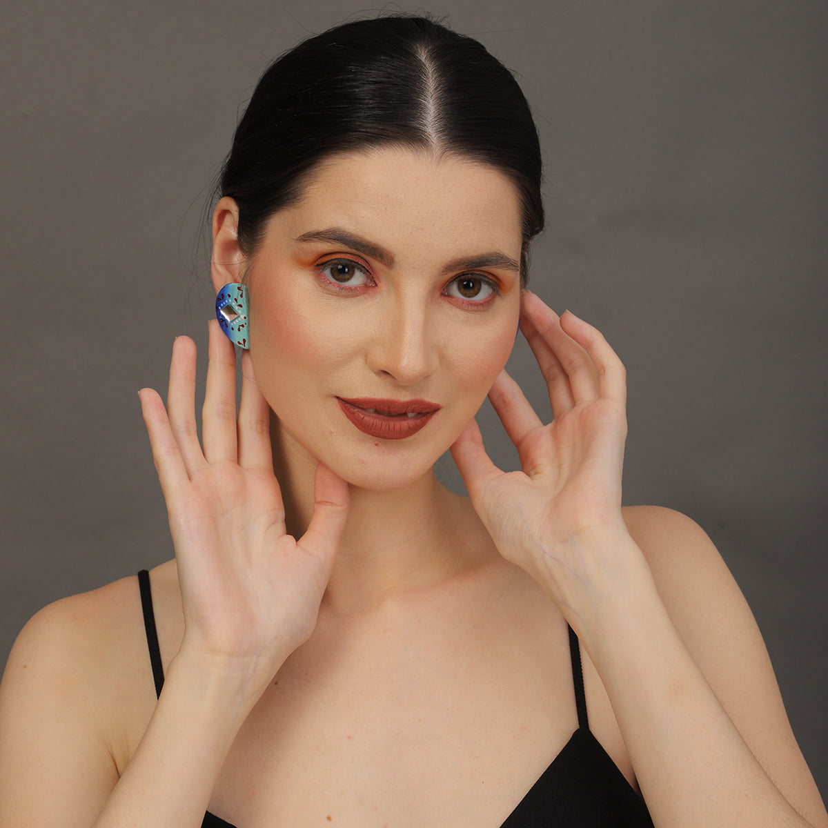 Mini Classic Multi Color Hand Painted Stud (Earrings) HP-ER-235