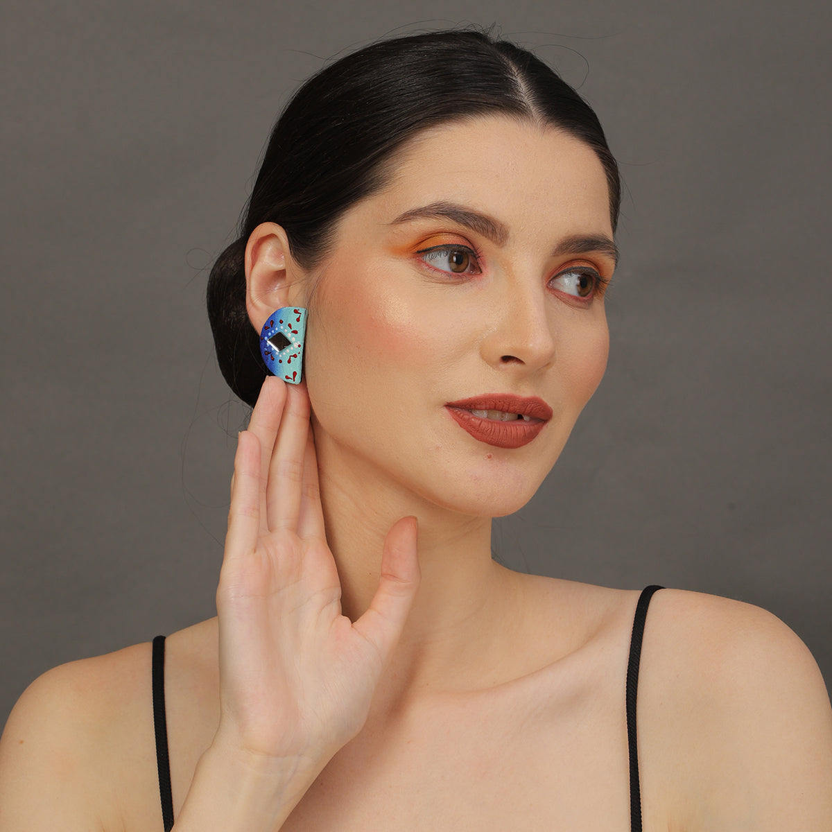 Mini Classic Multi Color Hand Painted Stud (Earrings) HP-ER-235