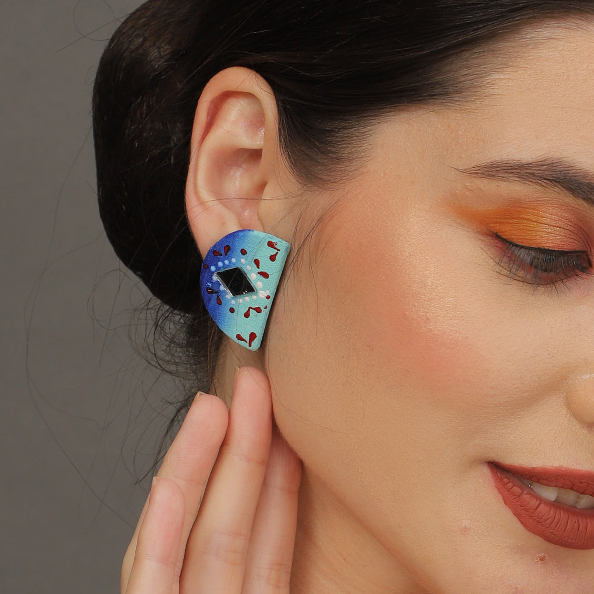 Mini Classic Multi Color Hand Painted Stud (Earrings) HP-ER-235