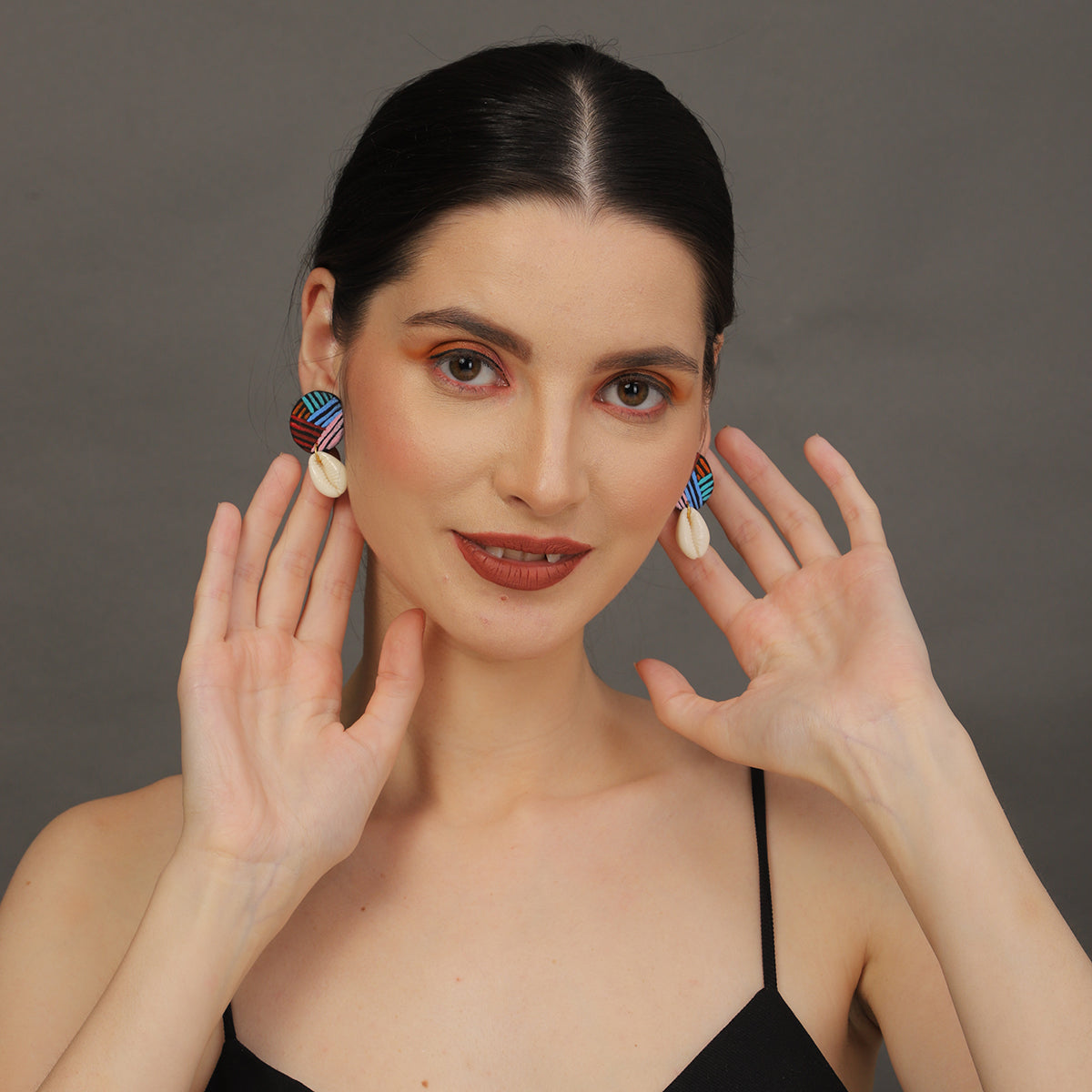Mini Classic Multi Color Hand Painted Stud (Earrings) HP-ER-225