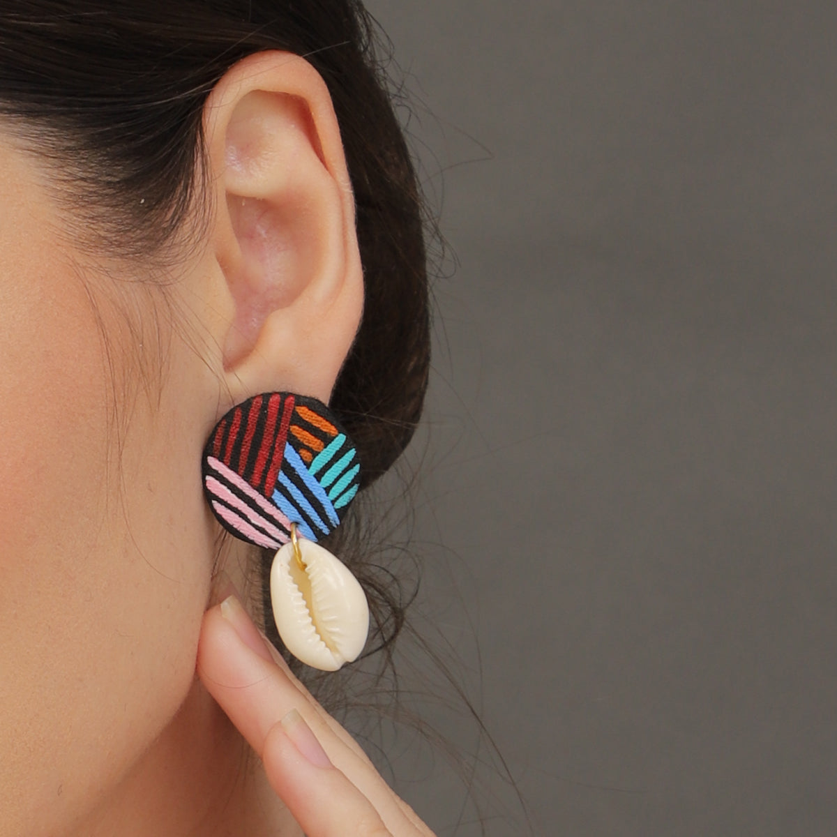 Mini Classic Multi Color Hand Painted Stud (Earrings) HP-ER-225