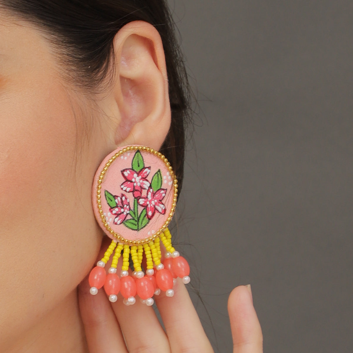 Mini Classic Multi Color Hand Painted Stud (Earrings) HP-ER-112
