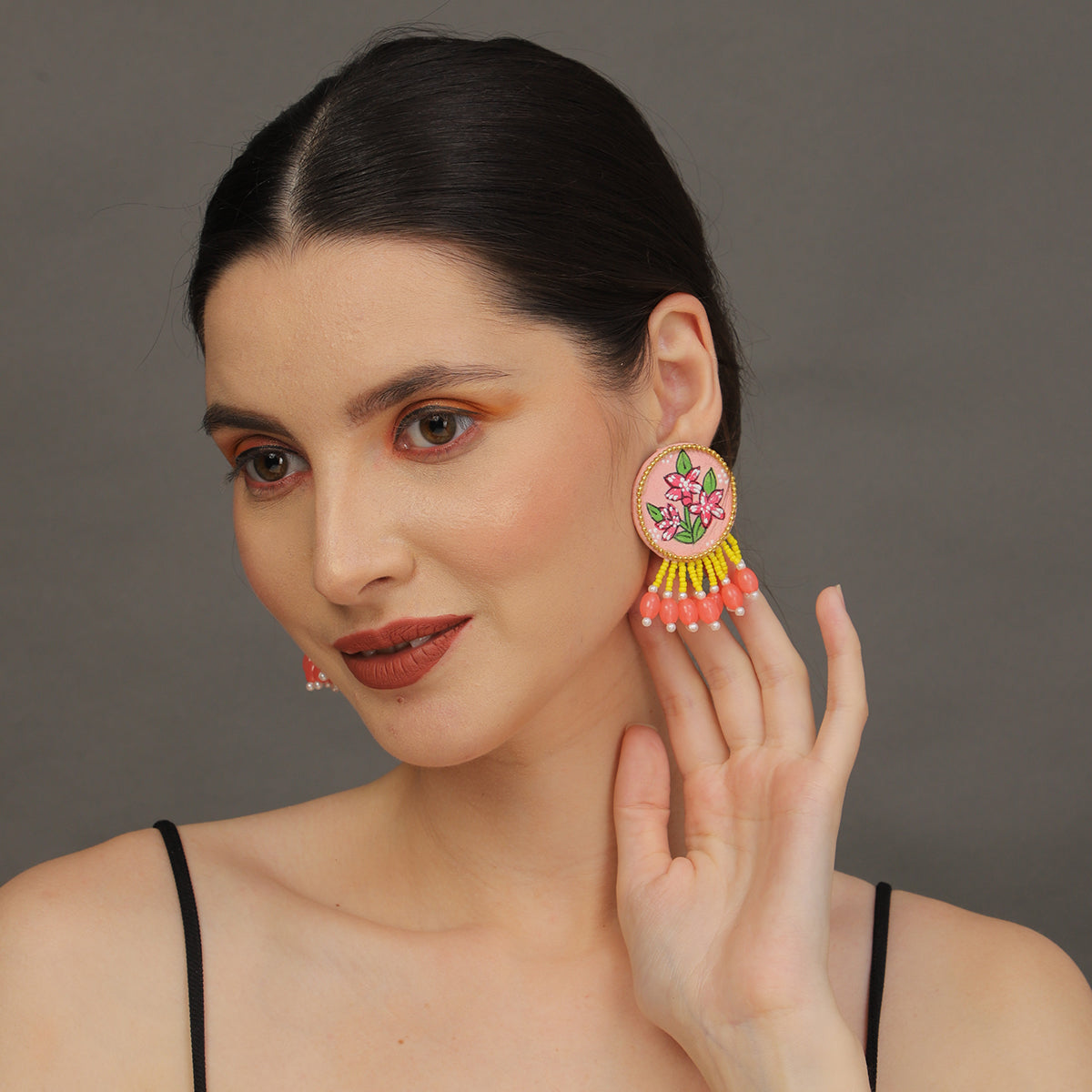 Mini Classic Multi Color Hand Painted Stud (Earrings) HP-ER-112