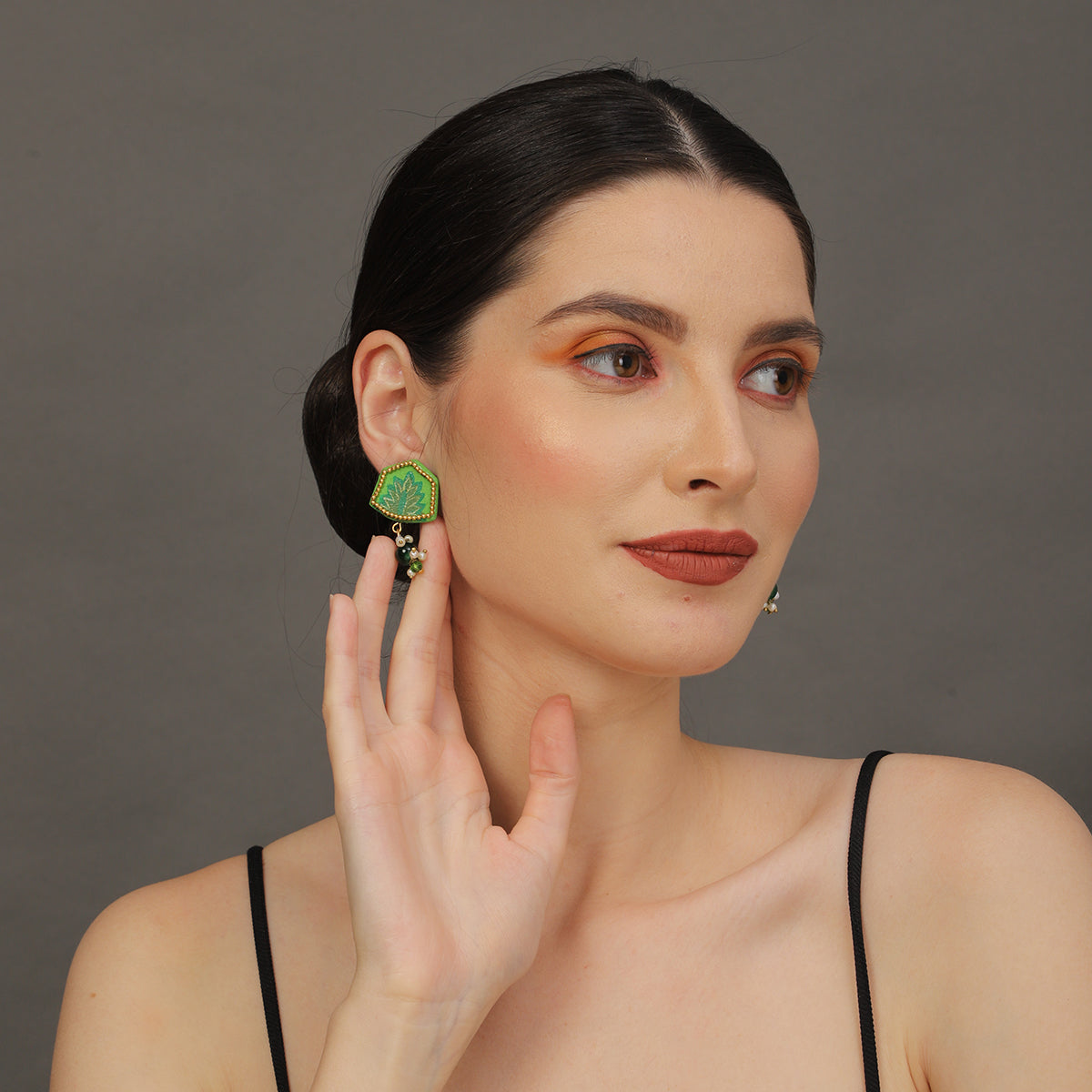 Reni Mini Classic Green Handmade Stud (Earrings) HP-ER-