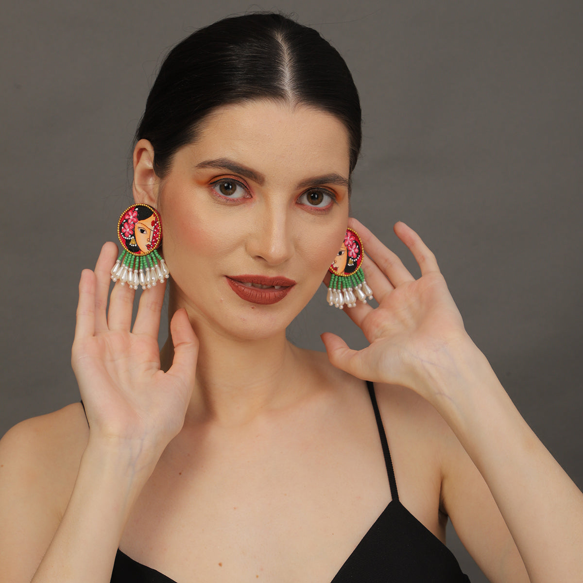 Mini Classic Multi Color Hand Painted Stud (Earrings) HP-ER-108