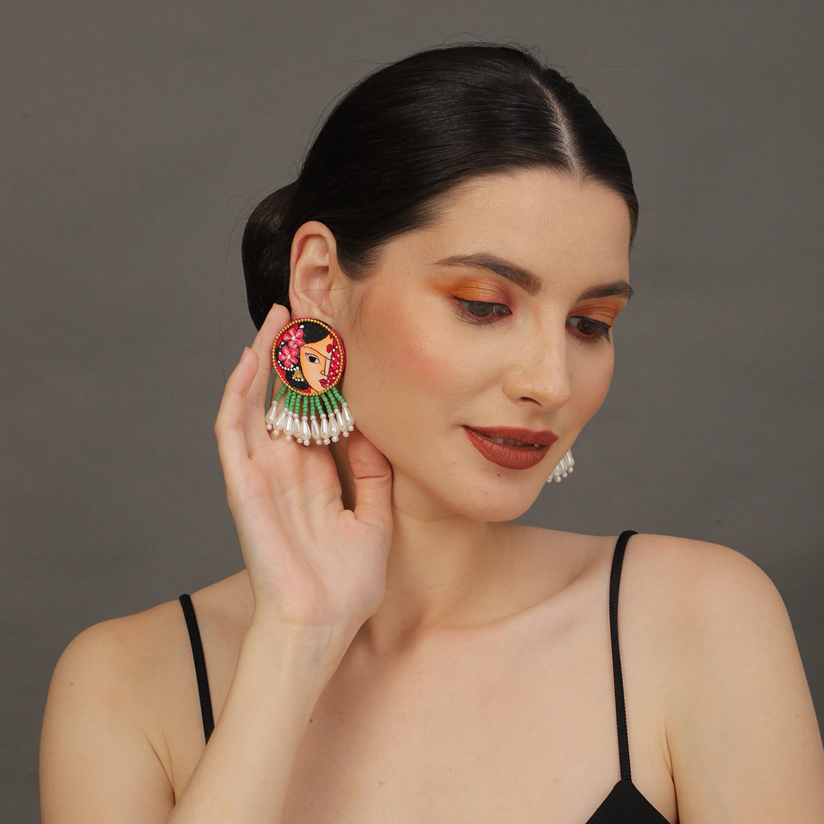 Mini Classic Multi Color Hand Painted Stud (Earrings) HP-ER-108