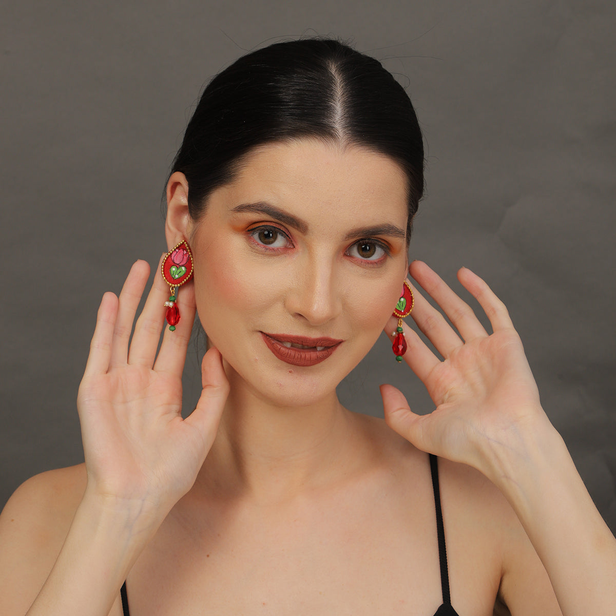 Petal Mini Classic Red Handmade Stud (Earrings) HP-ER-