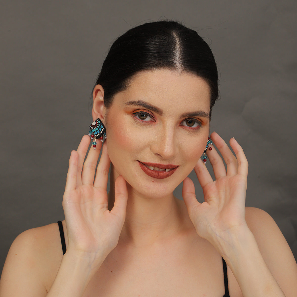 Mini Classic Multi Color Hand Painted Stud (Earrings) HP-ER-216