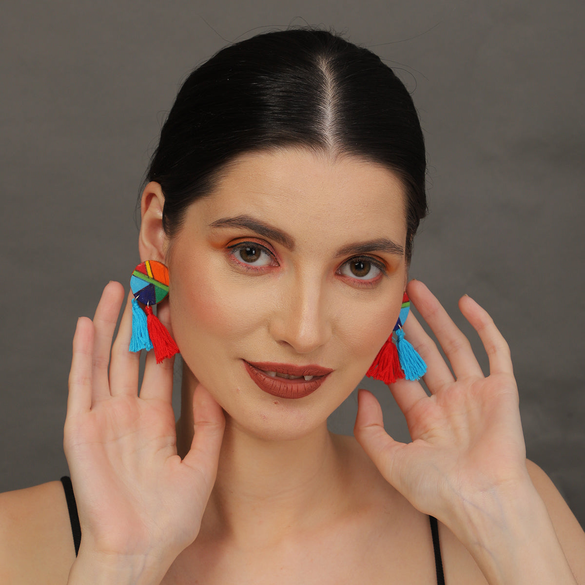 Mini Classic Multi Color Hand Painted Stud (Earrings) HP-ER-244