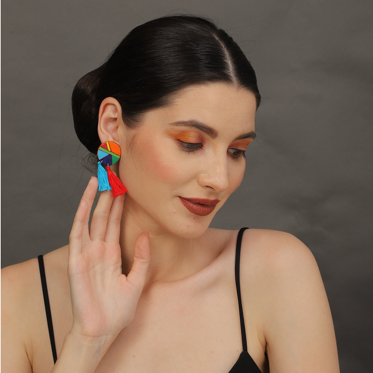 Mini Classic Multi Color Hand Painted Stud (Earrings) HP-ER-244
