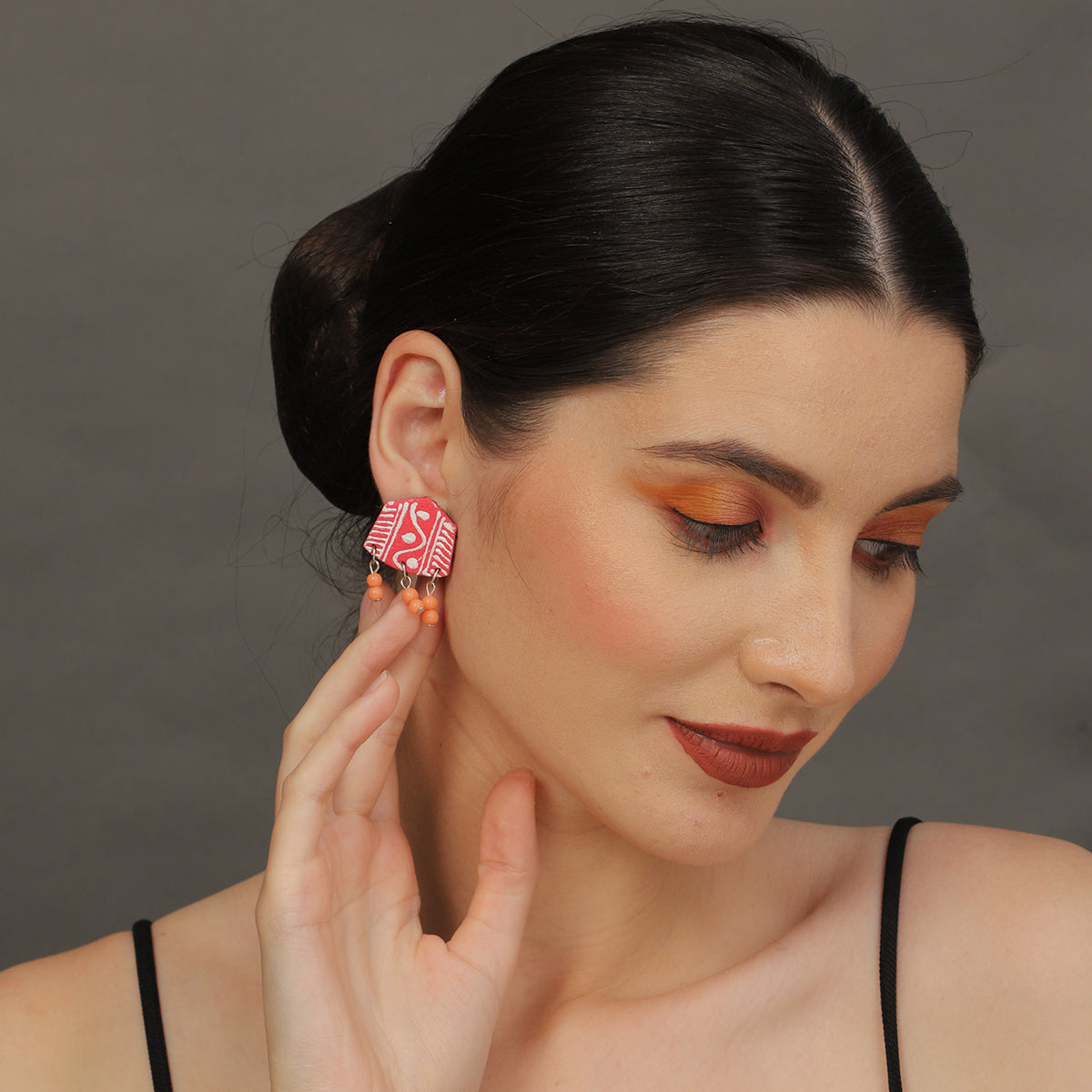 Mini Classic Multi Color Hand Painted Stud (Earrings) HP-ER-229