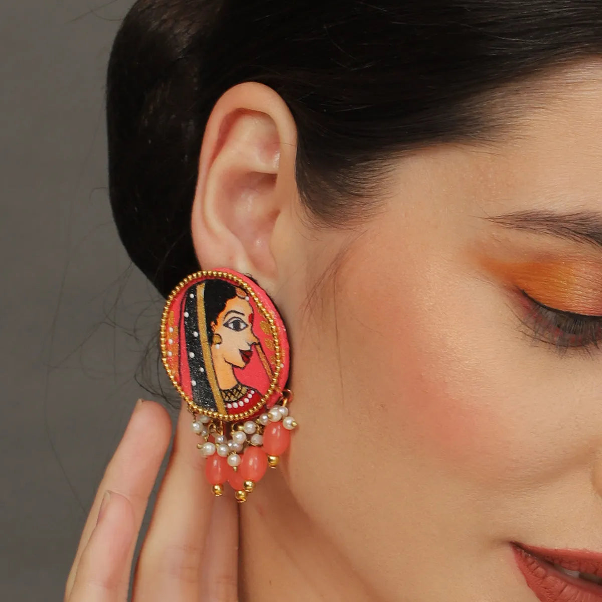 Mini Classic Multi Color Hand Painted Stud (Earrings) HP-ER-107
