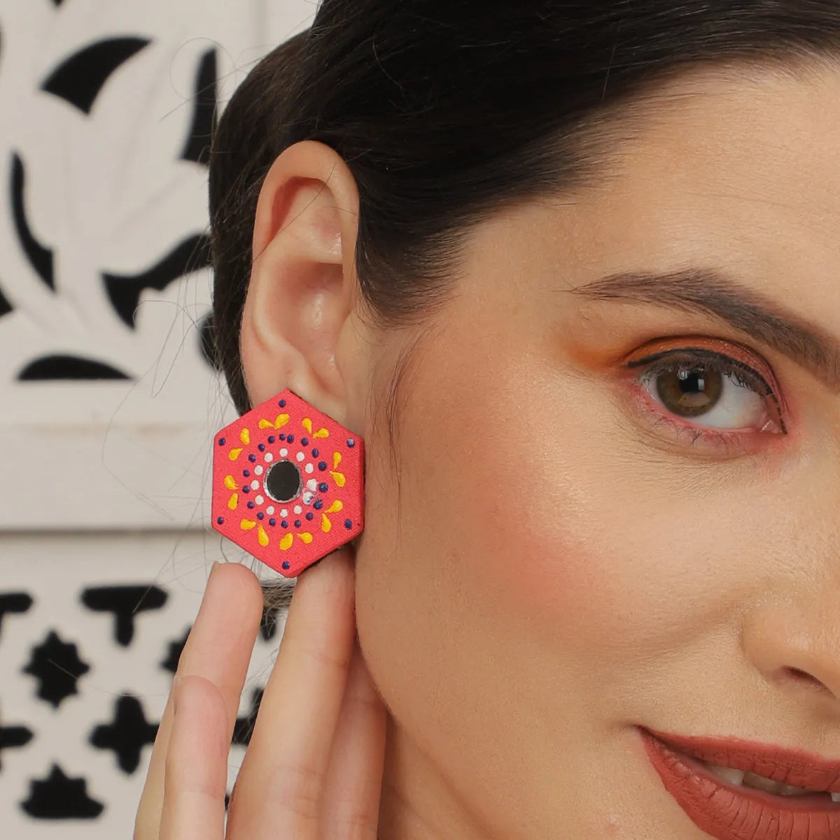 Mini Classic Multi Color Hand Painted Stud (Earrings) HP-ER-226