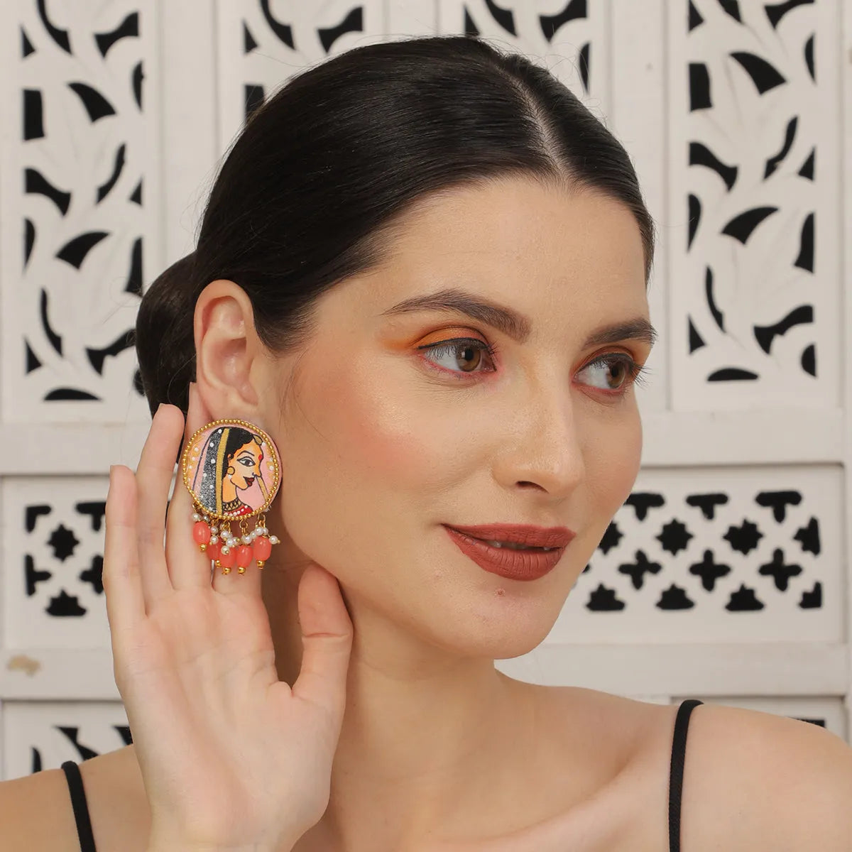 Mini Classic Multi Color Hand Painted Stud (Earrings) HP-ER-106