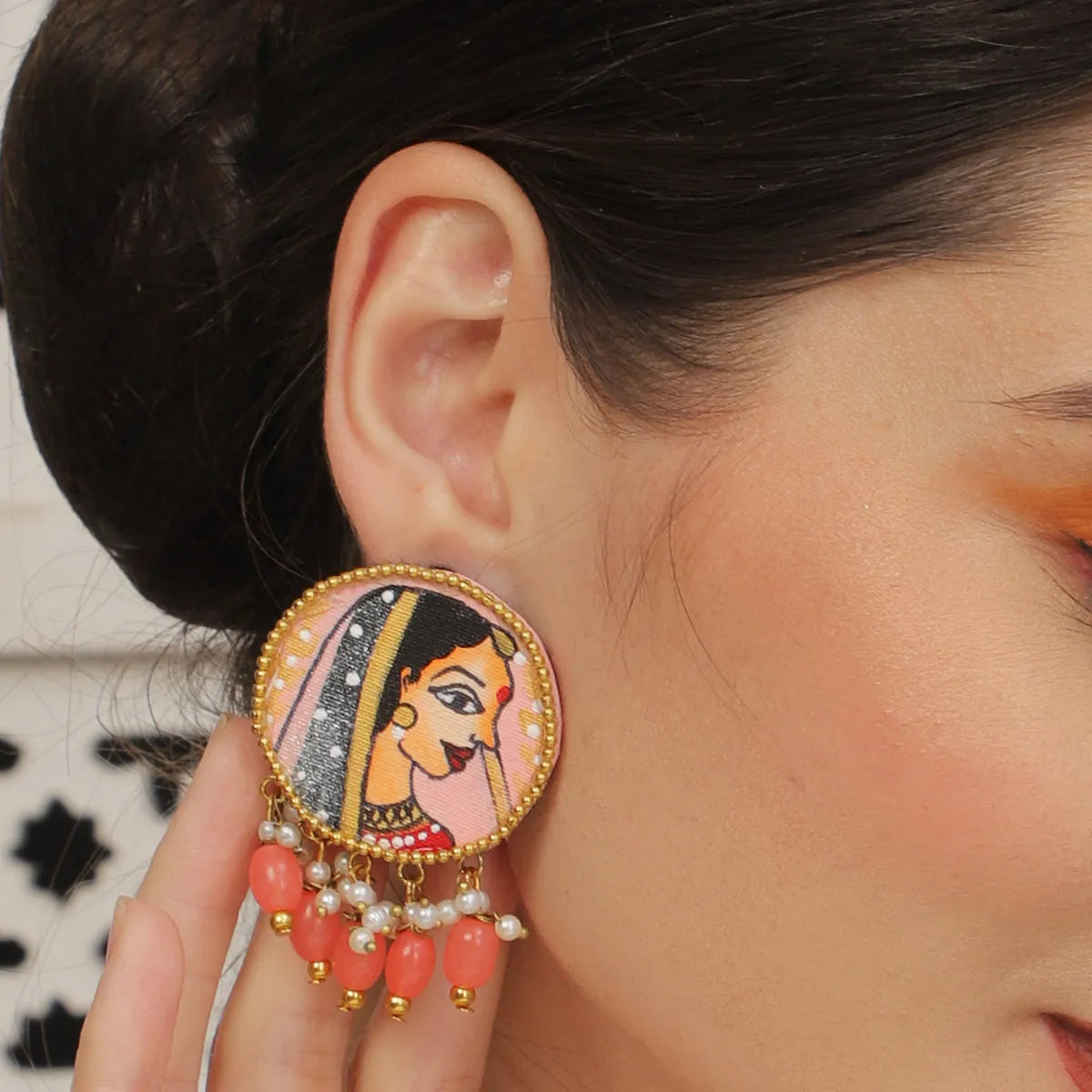 Mini Classic Multi Color Hand Painted Stud (Earrings) HP-ER-106