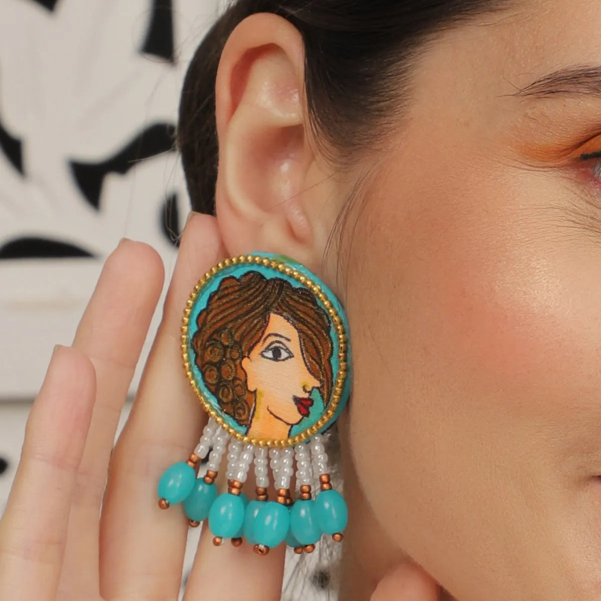 Mini Classic Multi Color Hand Painted Stud (Earrings) HP-ER-104
