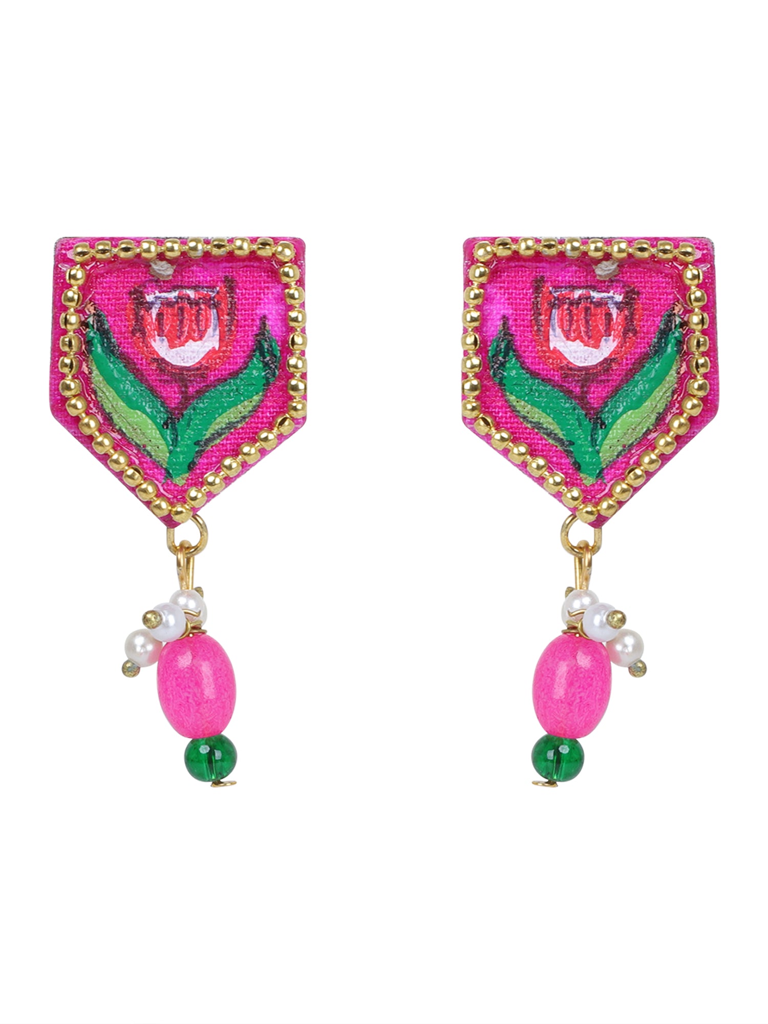 Penta Mini Classic Dark Pink Handmade Stud (Earrings) HP-ER-