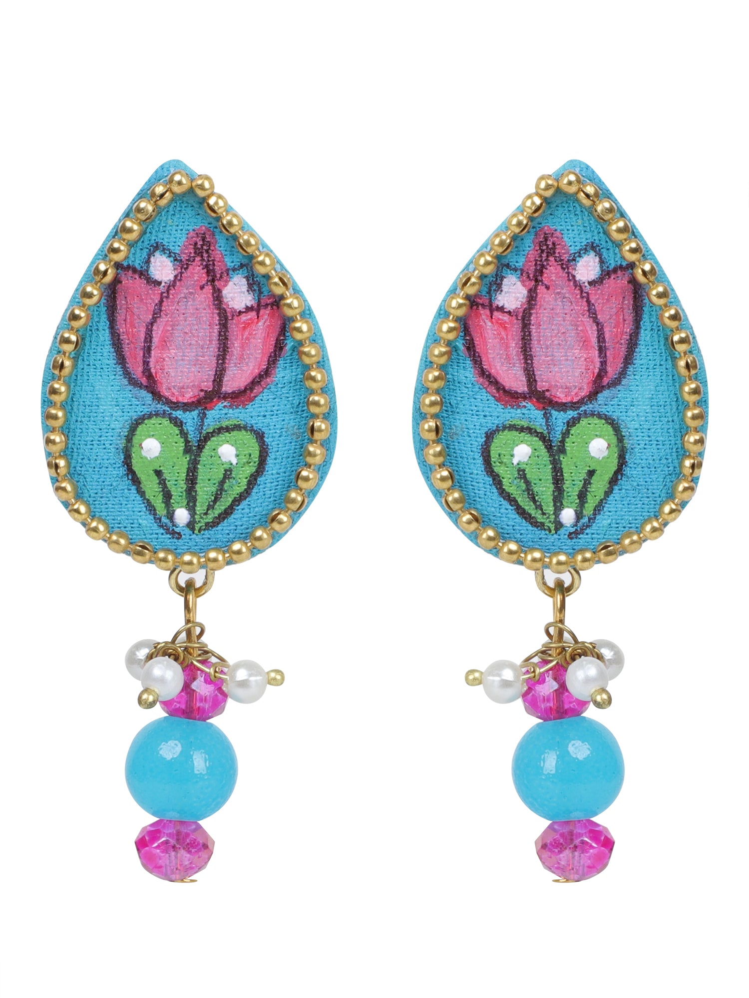 Petal Mini Classic Blue Hand Painted Stud (Earrings) HP-ER-117