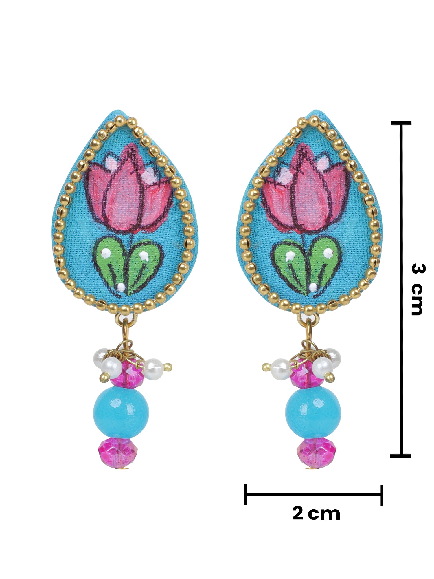 Petal Mini Classic Blue Hand Painted Stud (Earrings) HP-ER-117