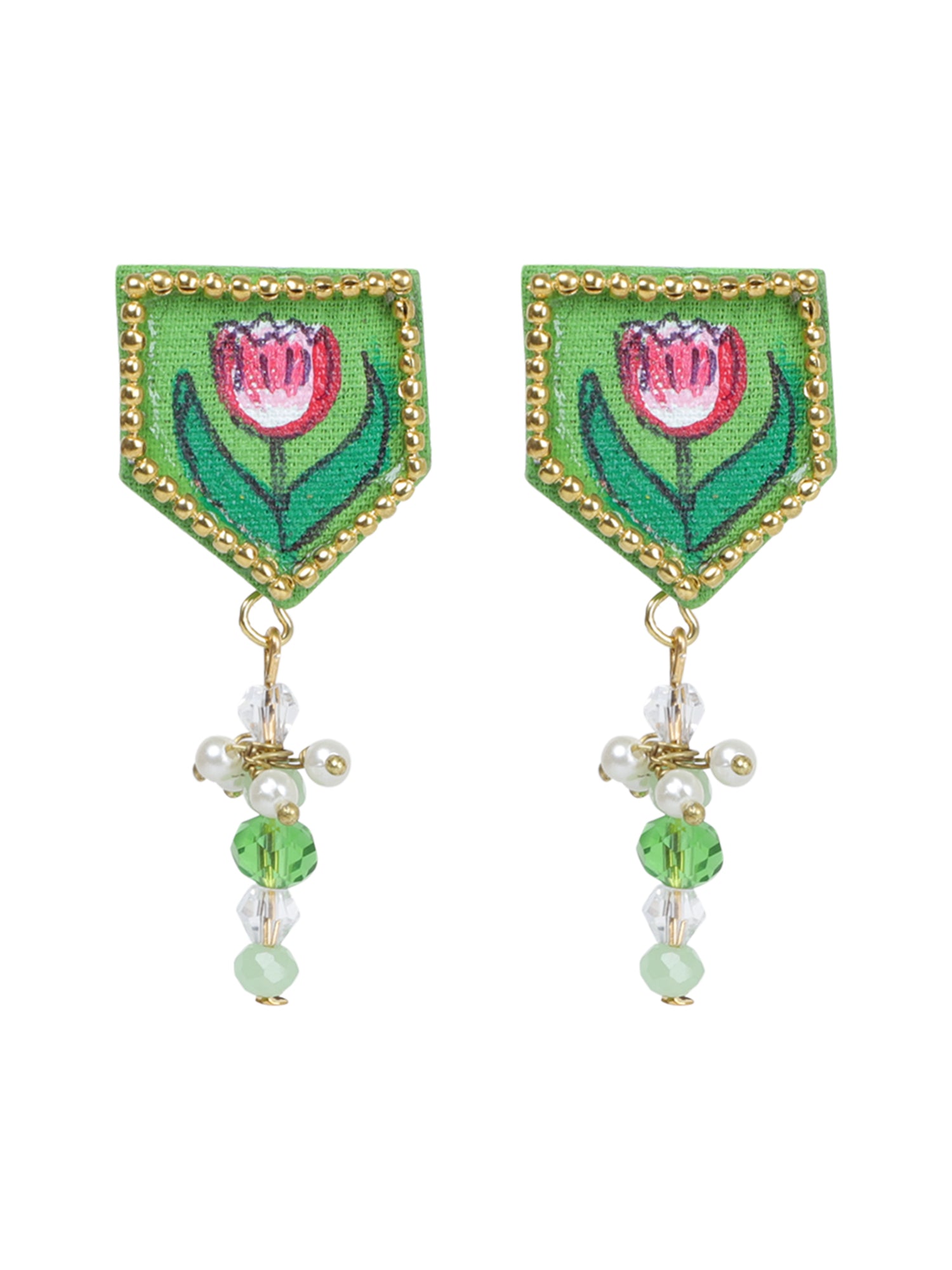 Penta Mini Classic Green Handmade Stud (Earrings) HP-ER-