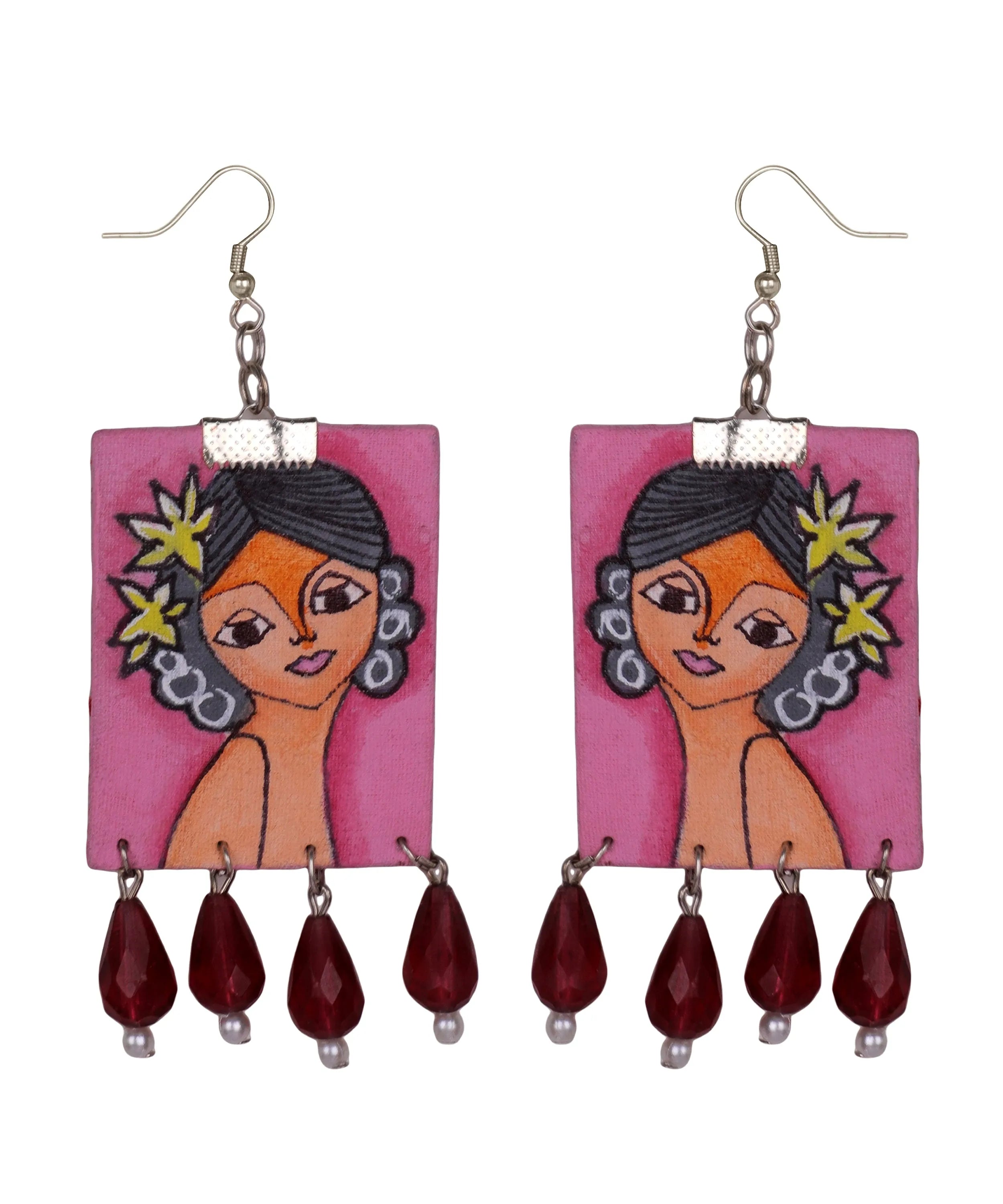 Jiera Bohemian Multi Color Hand Painted Drop (Earrings) HP-ER-084 - KHOJ.CITY